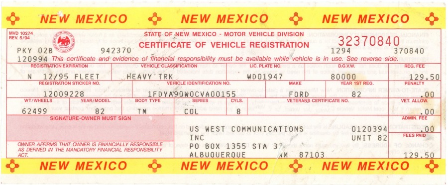 New Mexico Weight Distance License Plates